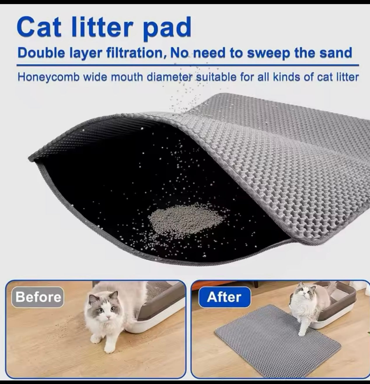 Pet Cat Litter Mat Waterproof Double Layer Cat Litter Trapping Pet Litter Box Mat Clean Pad Products For Cats