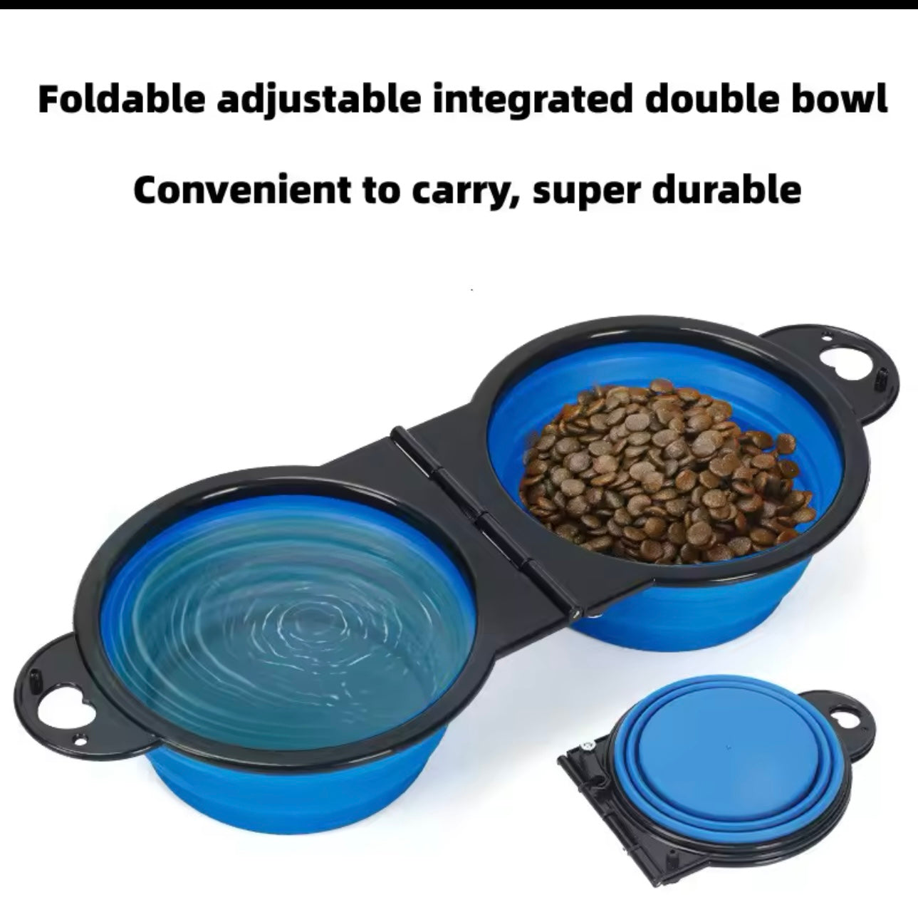 1-piece 2-in-1 foldable dual bowl feeding bowl portable outdoor travel dog and cat drinking bowl